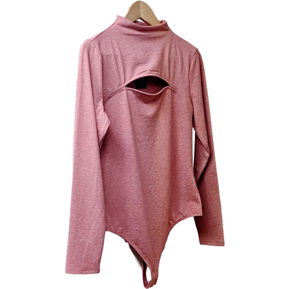 Express Body Contour Womens Mock Neck Bodysuit Size Large Pink NEW! $59.85 TAG - Picture 6 of 8